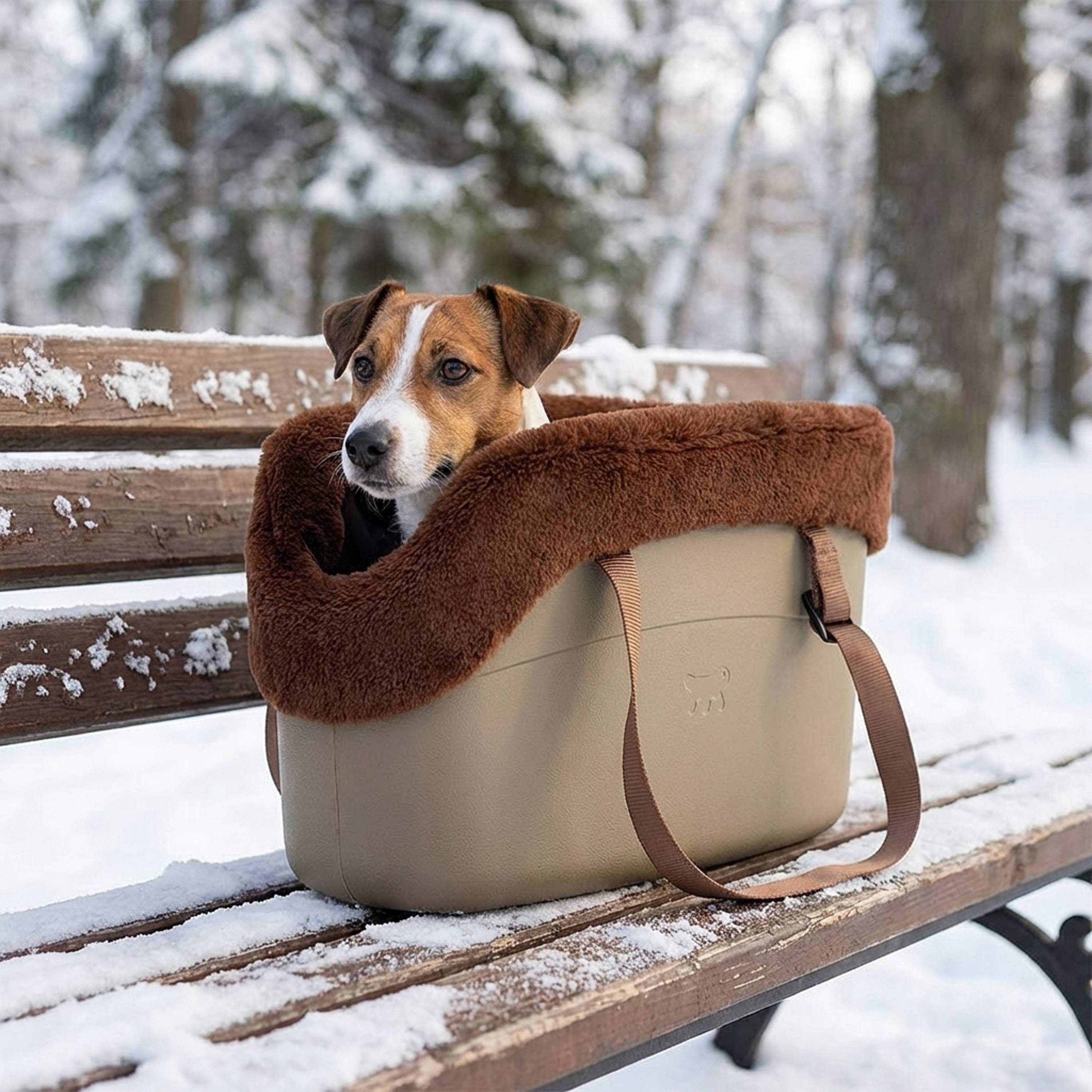 Ferplast - Ferplast Sac de transport pour chiens WITH ME WINTER, EVA, caoutchouc souple plastifié, avec housse en fourrure écologique, poignées réglables, - Imagen 3