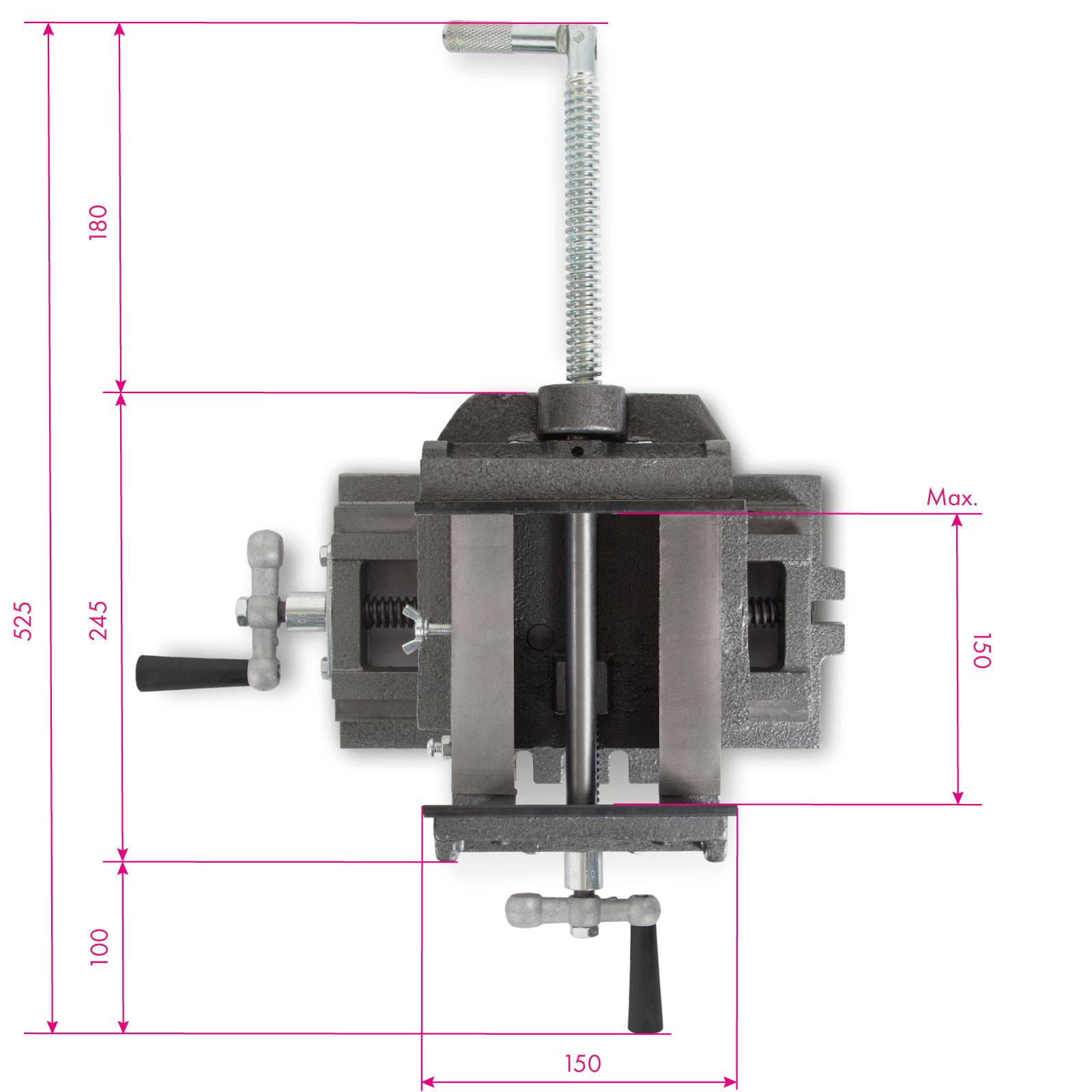 EBERTH Etau perceuse colonne en fonte grise et acier, Largeur des mâchoires 150mm, Largeur de serrage maximale 150mm - Imagen 6