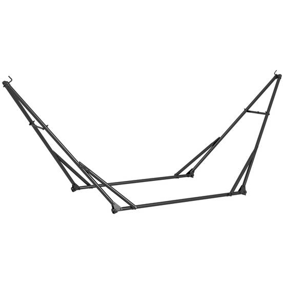 Support pliable 2 en 1 pour hamac et chaise suspendue, avec structure en métal et sac de transport, noir. - Image 1