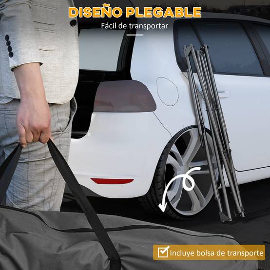 Support pliable 2 en 1 pour hamac et chaise suspendue, avec structure en métal et sac de transport, noir. - Image 7