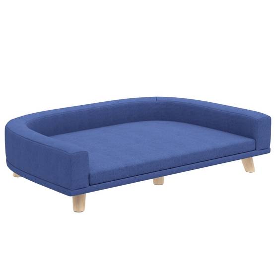 Canapé pour chien en bois d'eucalyptus, polyester bleu, 98 x 67 x 25 cm - PANGIVO - Image 1