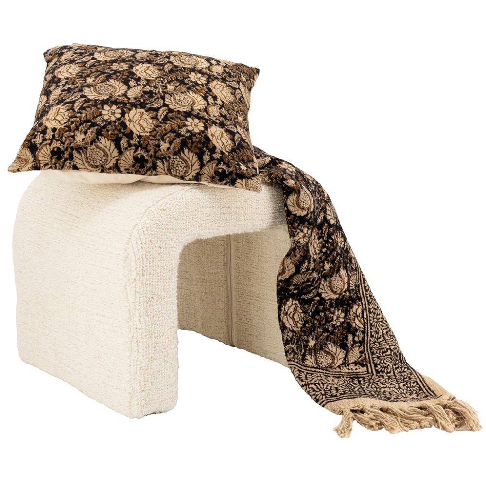 Aubry Gaspard - Coussin à fleurs marron - Imagen 2