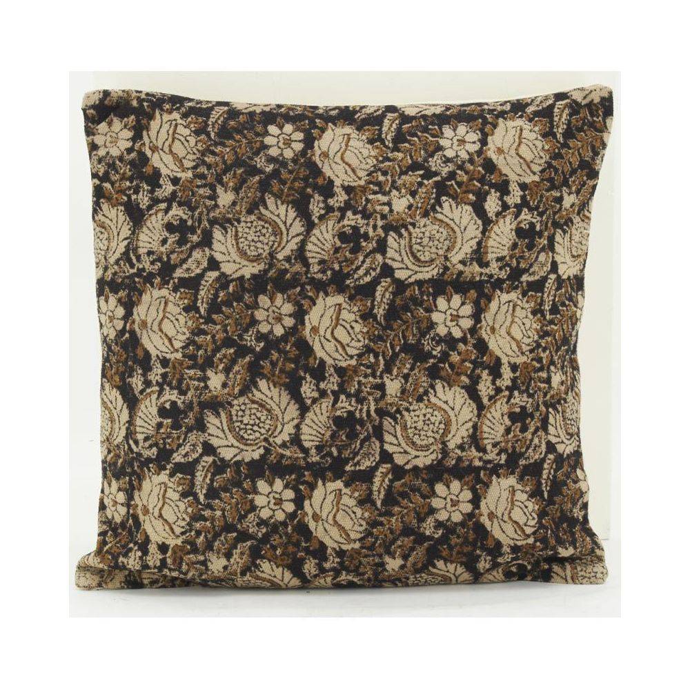 Aubry Gaspard - Coussin à fleurs marron - Imagen 3