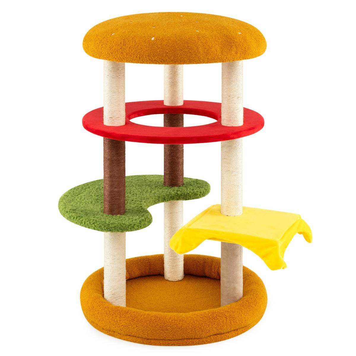Arbre à Chat Moderne de 106cm Tour à Chaton à Plusieurs Niveaux avec Perchoir Rembourré - Image 1