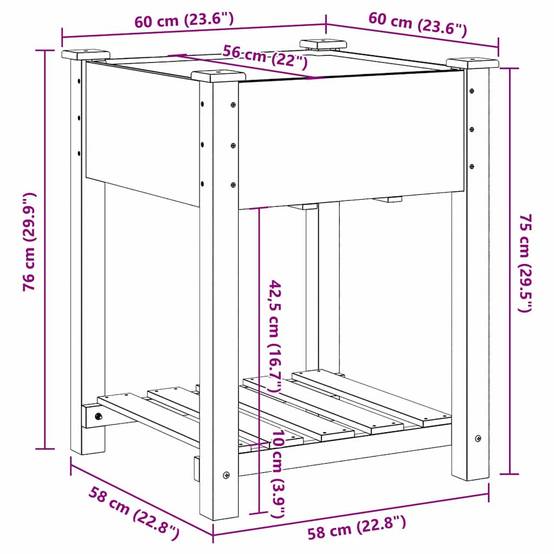 Cache-pot, Pot De Fleurs avec étagère Beige 60.5 x 60 x 76.5 cm g372 - Image 8