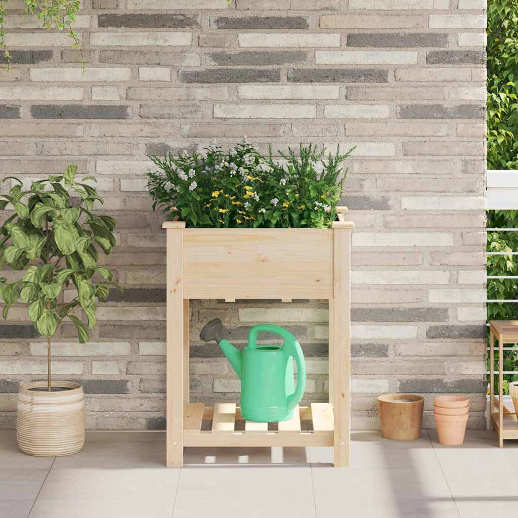 Cache-pot, Pot De Fleurs avec étagère Beige 60.5 x 60 x 76.5 cm g372 - Image 2