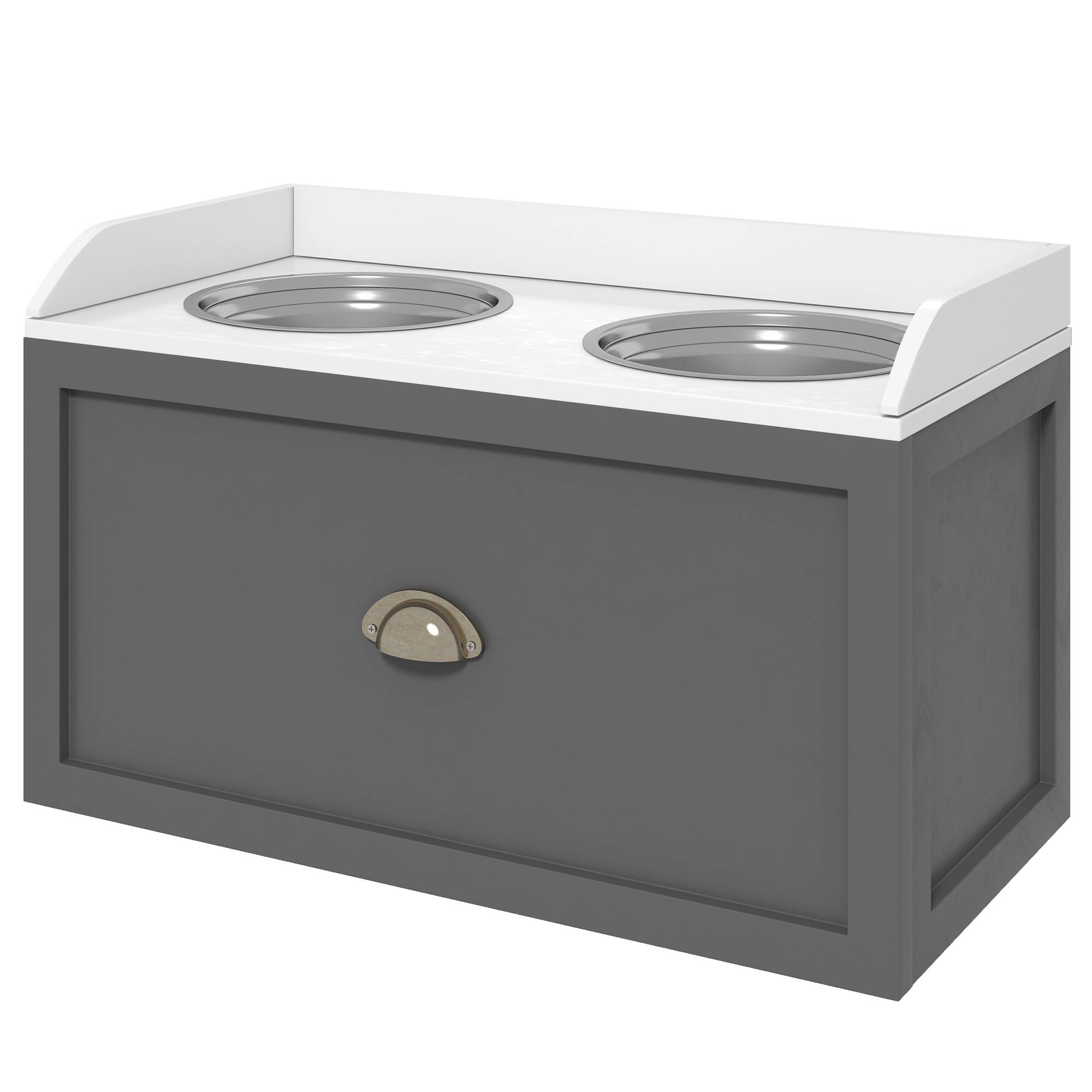 ComfortXL - Porte-gamelles surélevé MDF inox pour grands chiens tiroir rangement 60x30x36cm gris - ComfortXL Outdoor Living - Image 2