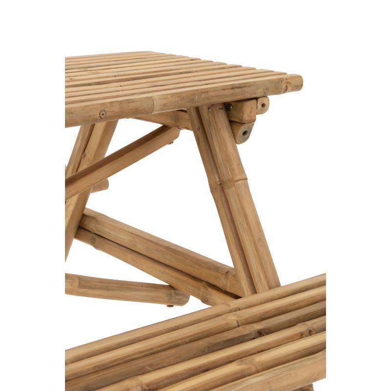 Table avec banc en bois naturel 120x120x77 cm - J-Line - Image 6