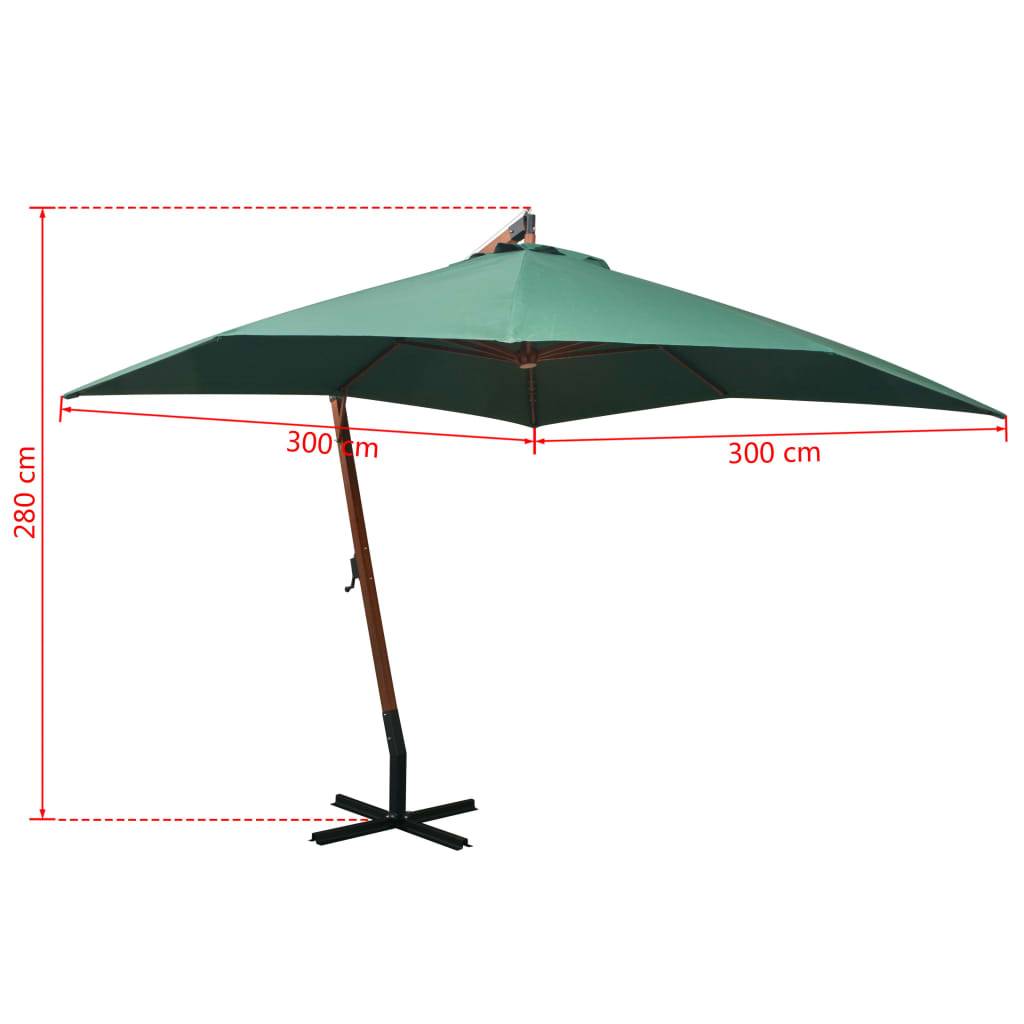 Helloshop26 - Parasol 300 x 300 cm poteau en bois vert - Imagen 7