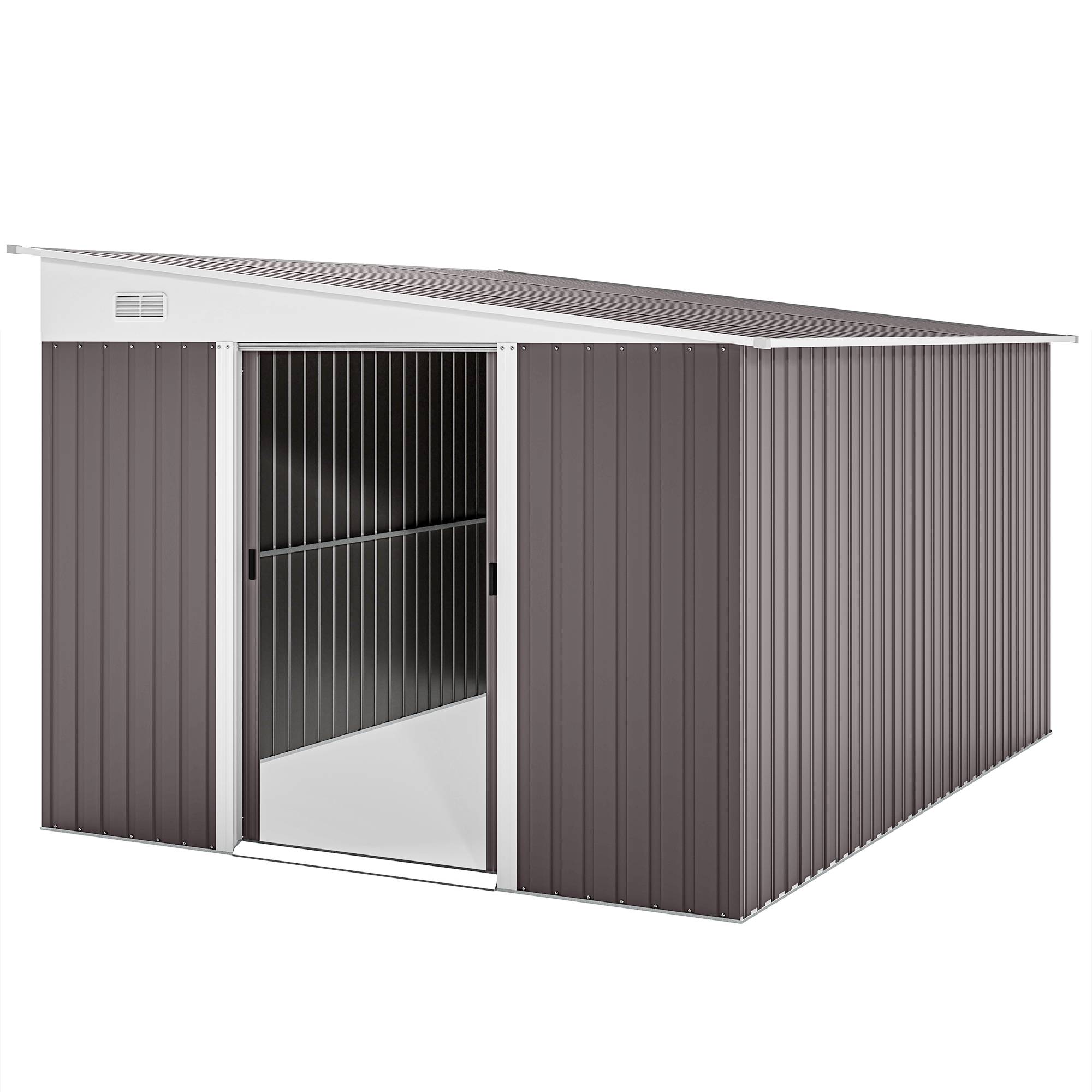 Abri de jardin avec porte coulissante, acier, 345 x 280,5 x 169-201 cm, gris - Image 2