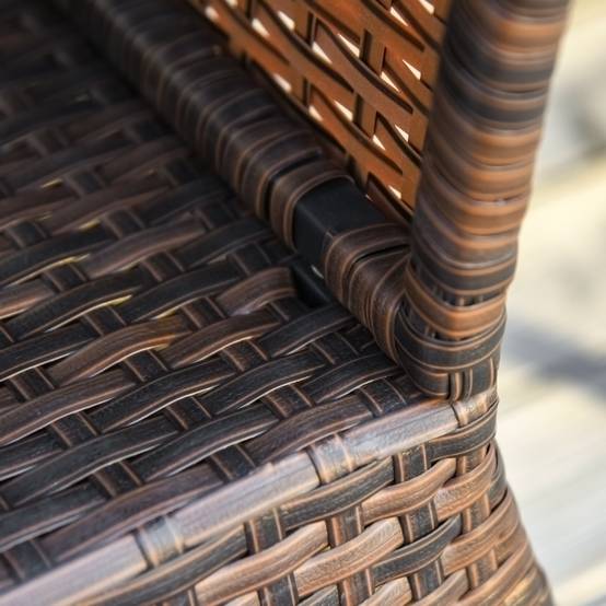 Table d'appoint pied parasol résine tressée jardin terrasse marron 54x54x55cm - ComfortXL Outdoor Living - Image 6