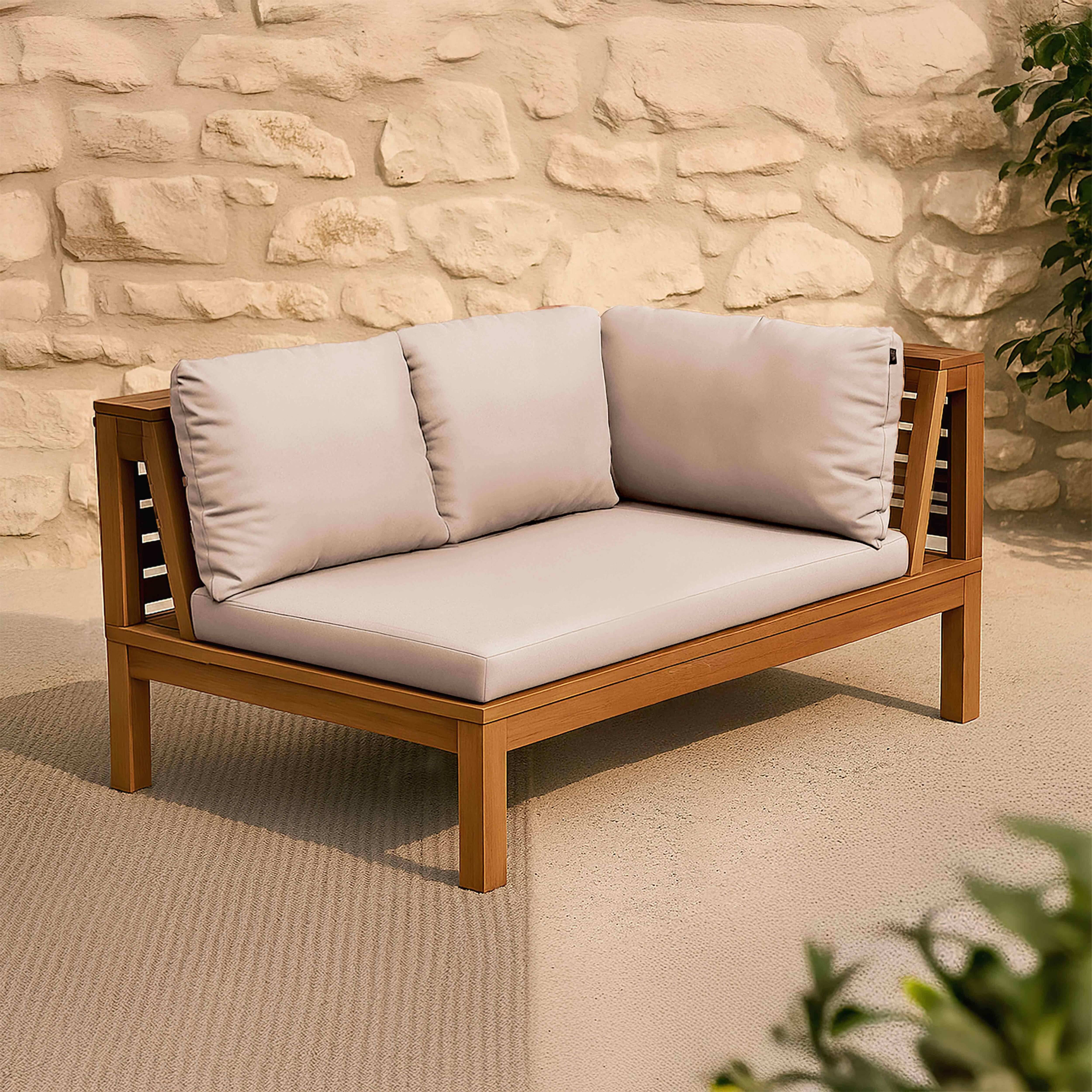 Oviala - Canapé droit de jardin bas en bois d'eucalyptus écru Maupiti - Oviala - Imagen 2