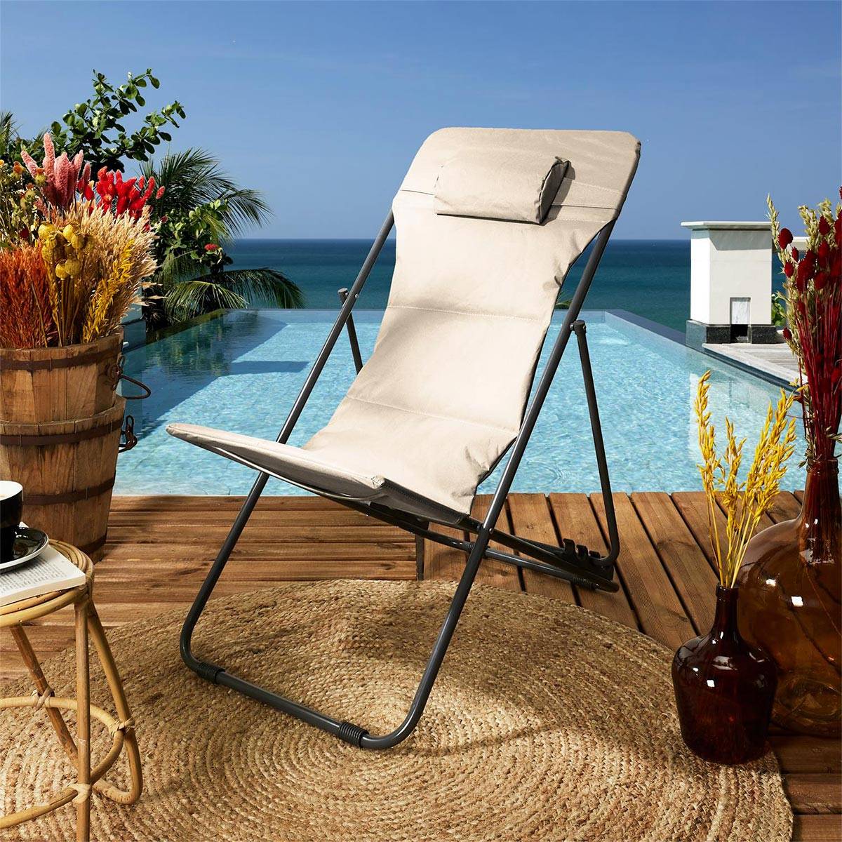 The Home Deco Factory - Transat en métal pliant Corfou - Imagen 7