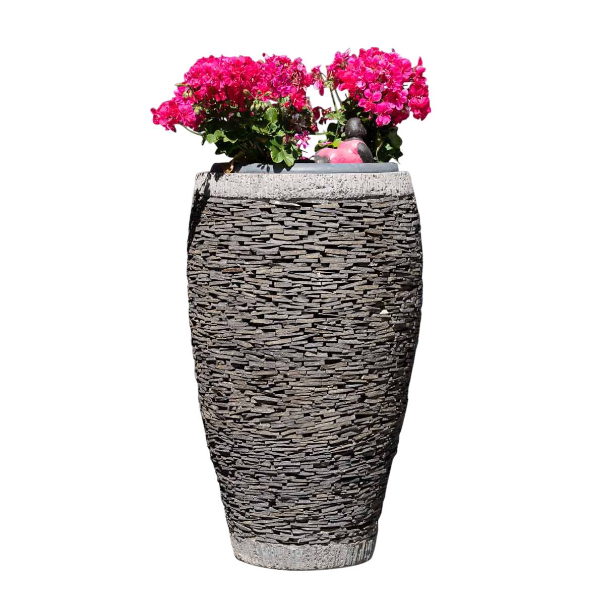 Wanda COLLECTION - Pot bac jardinière forme oeuf ardoise 80cm jardin pierre naturelle