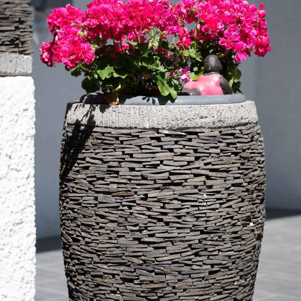 Wanda COLLECTION - Pot bac jardinière forme oeuf ardoise 80cm jardin pierre naturelle - Image 4