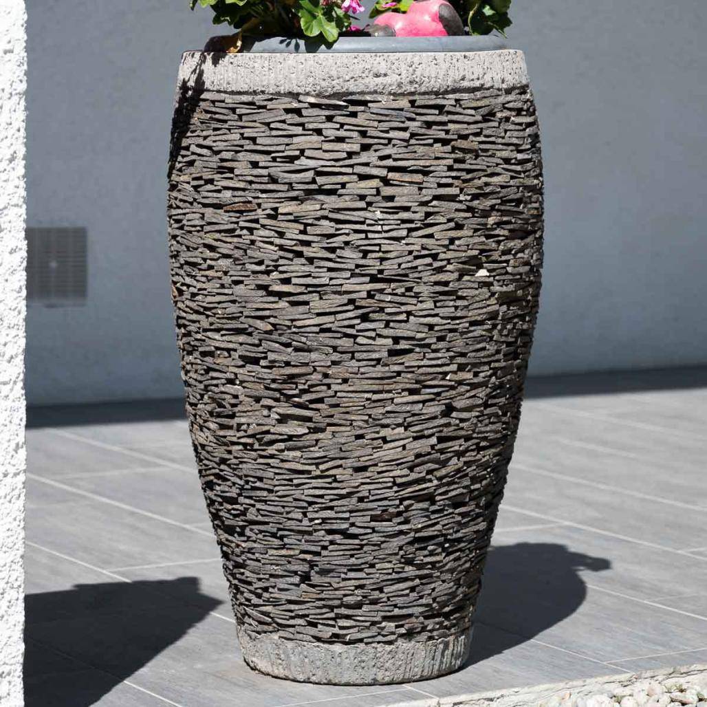 Wanda COLLECTION - Pot bac jardinière forme oeuf ardoise 80cm jardin pierre naturelle - Image 3