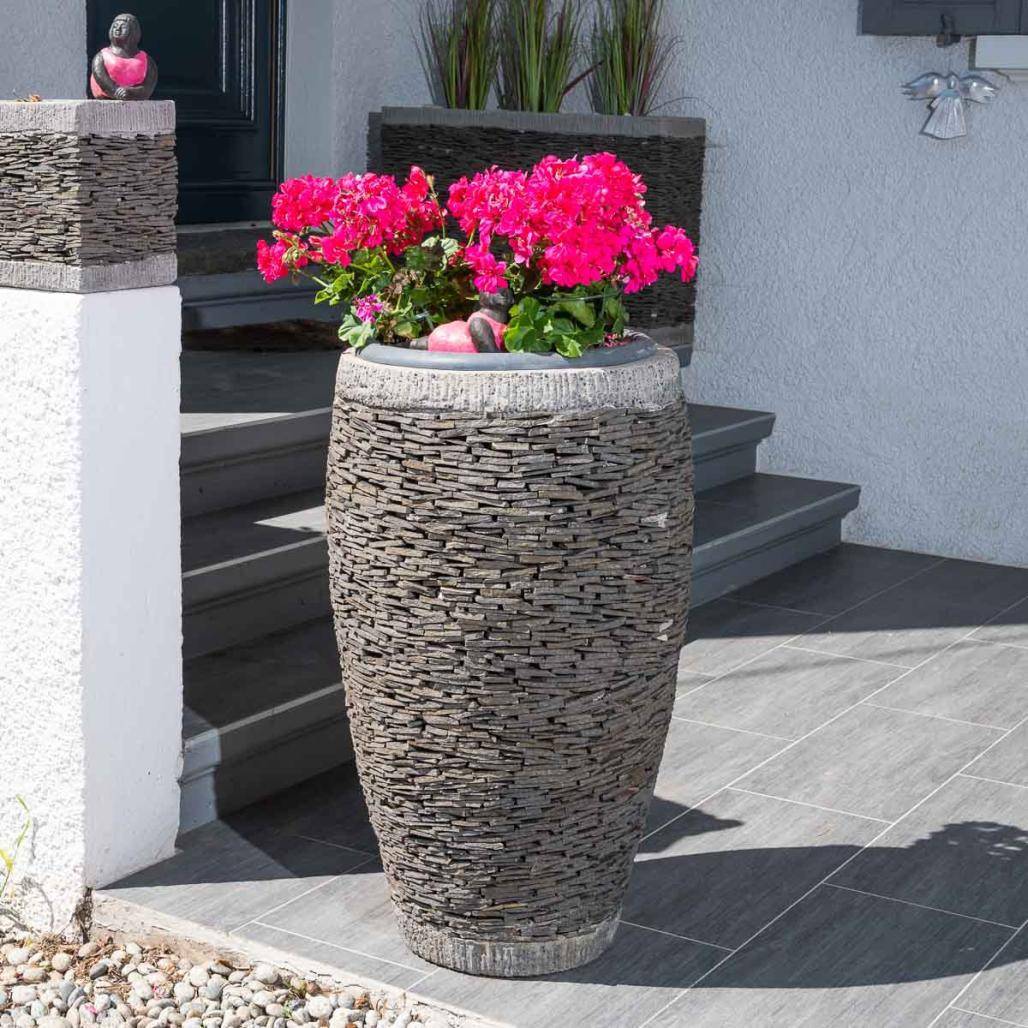 Wanda COLLECTION - Pot bac jardinière forme oeuf ardoise 80cm jardin pierre naturelle - Image 7