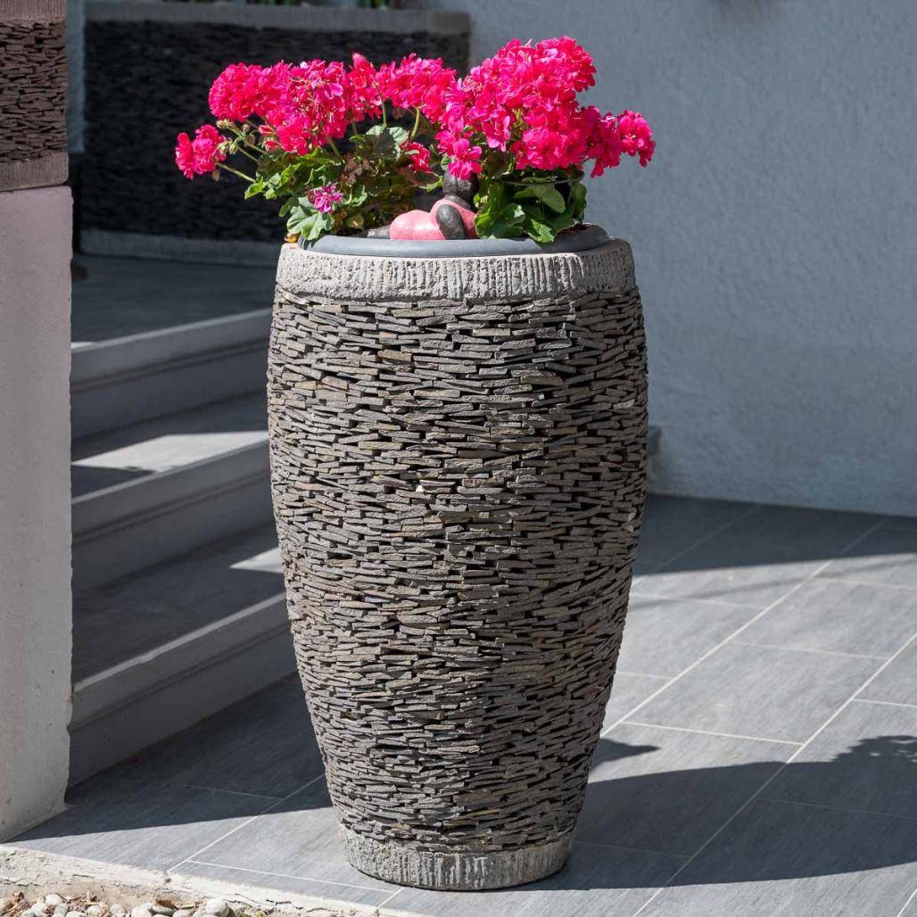Wanda COLLECTION - Pot bac jardinière forme oeuf ardoise 80cm jardin pierre naturelle - Image 2
