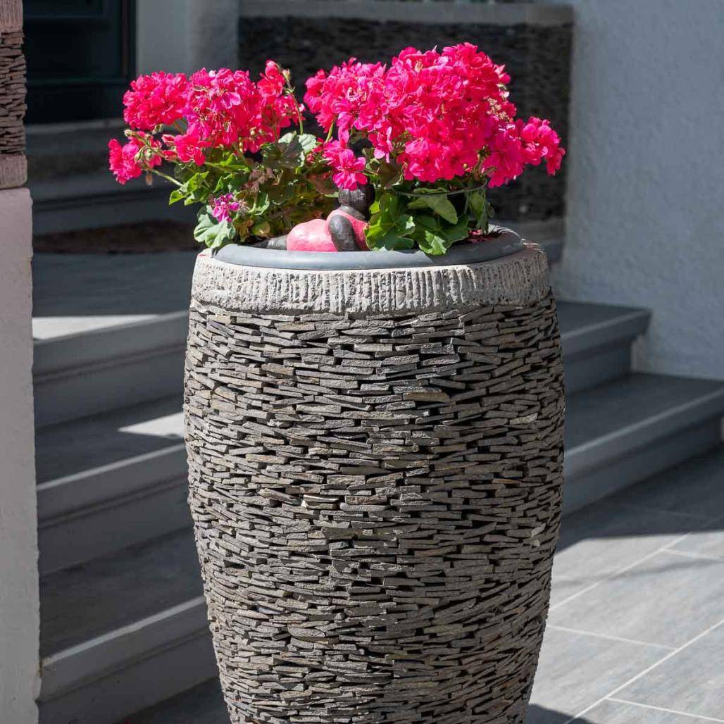 Wanda COLLECTION - Pot bac jardinière forme oeuf ardoise 80cm jardin pierre naturelle - Image 6