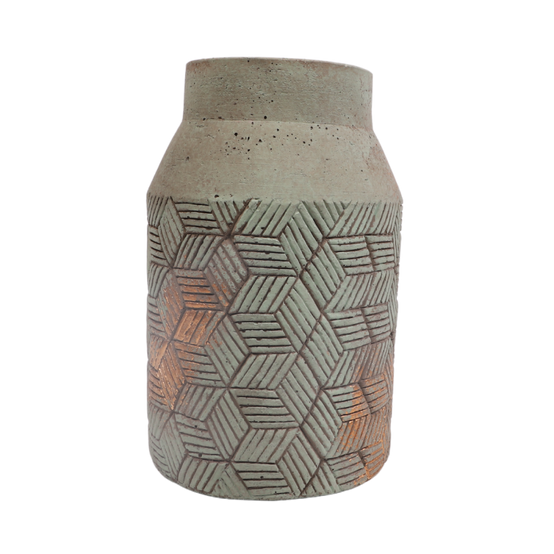 ° Vase en béton vert de gris Ø15.5 x 20 cm Chemin de campagne - Imagen 1