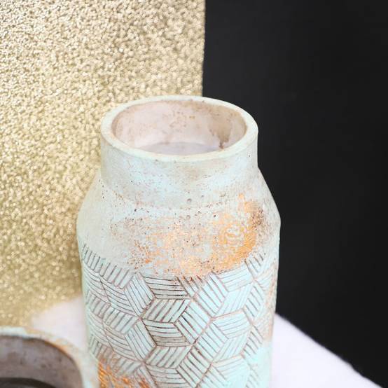 ° Vase en béton vert de gris Ø15.5 x 20 cm Chemin de campagne - Imagen 4
