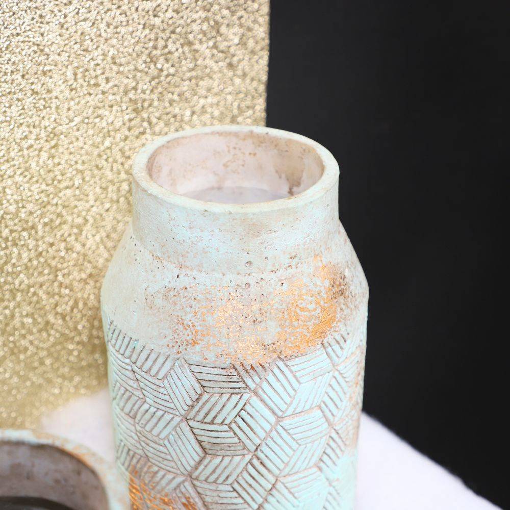° Vase en béton vert de gris Ø15.5 x 20 cm Chemin de campagne - Imagen 4