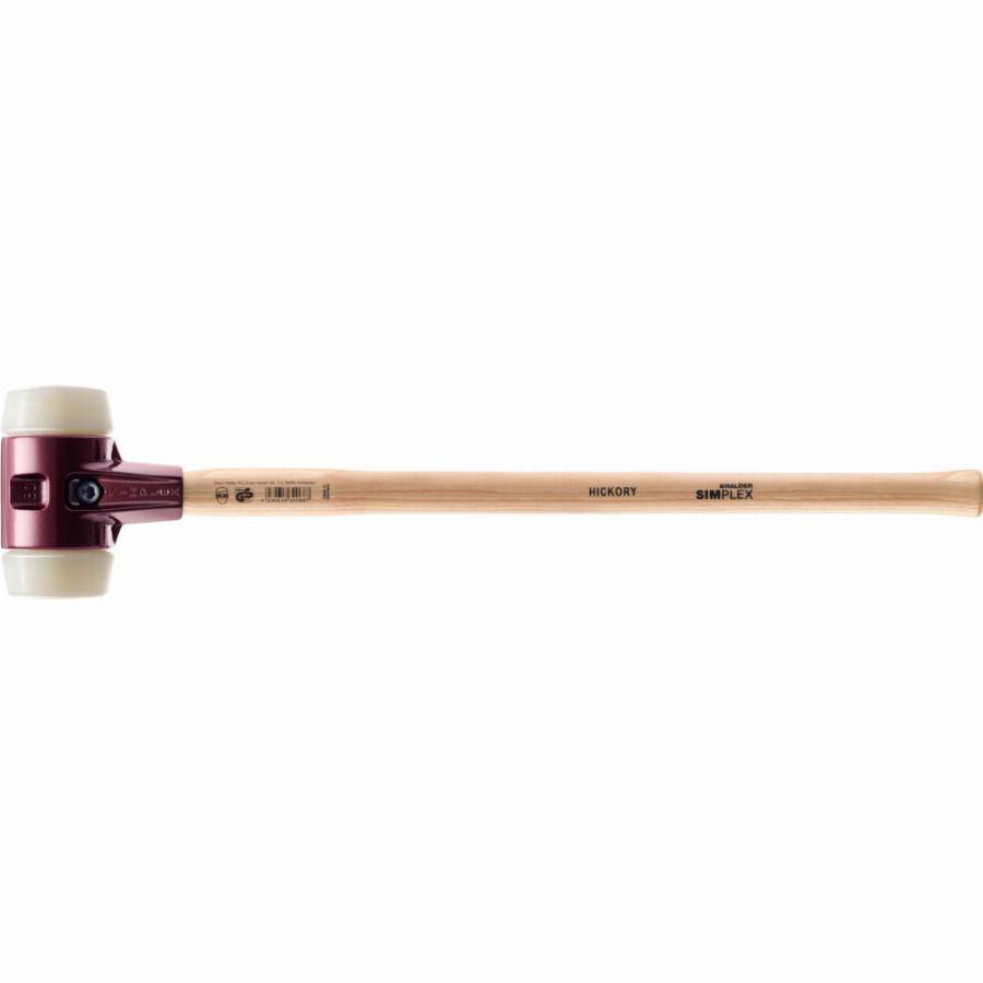 Marteau de frappeur HALDER SIMPLEX Nylon avec boîtier en fonte malléable, manche en bois hickory de haute qualité - D=80 mm - 3008.081