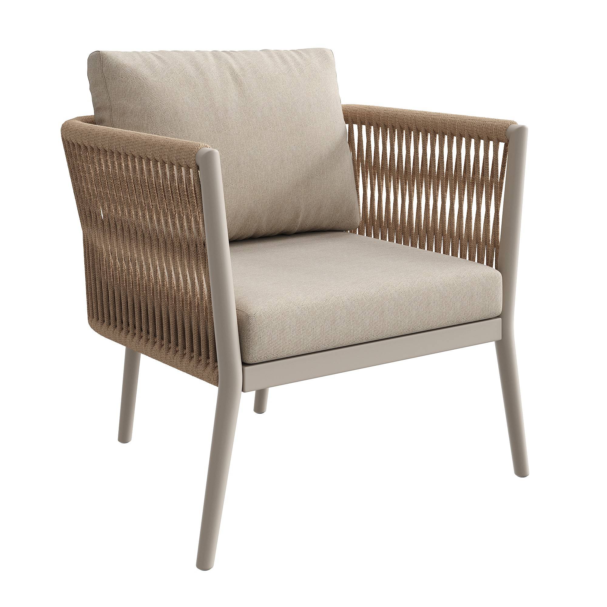 Salon de jardin pour 5-6 personnes, rotin PE avec banc et coussin imperméables, modulable, beige - Image 8