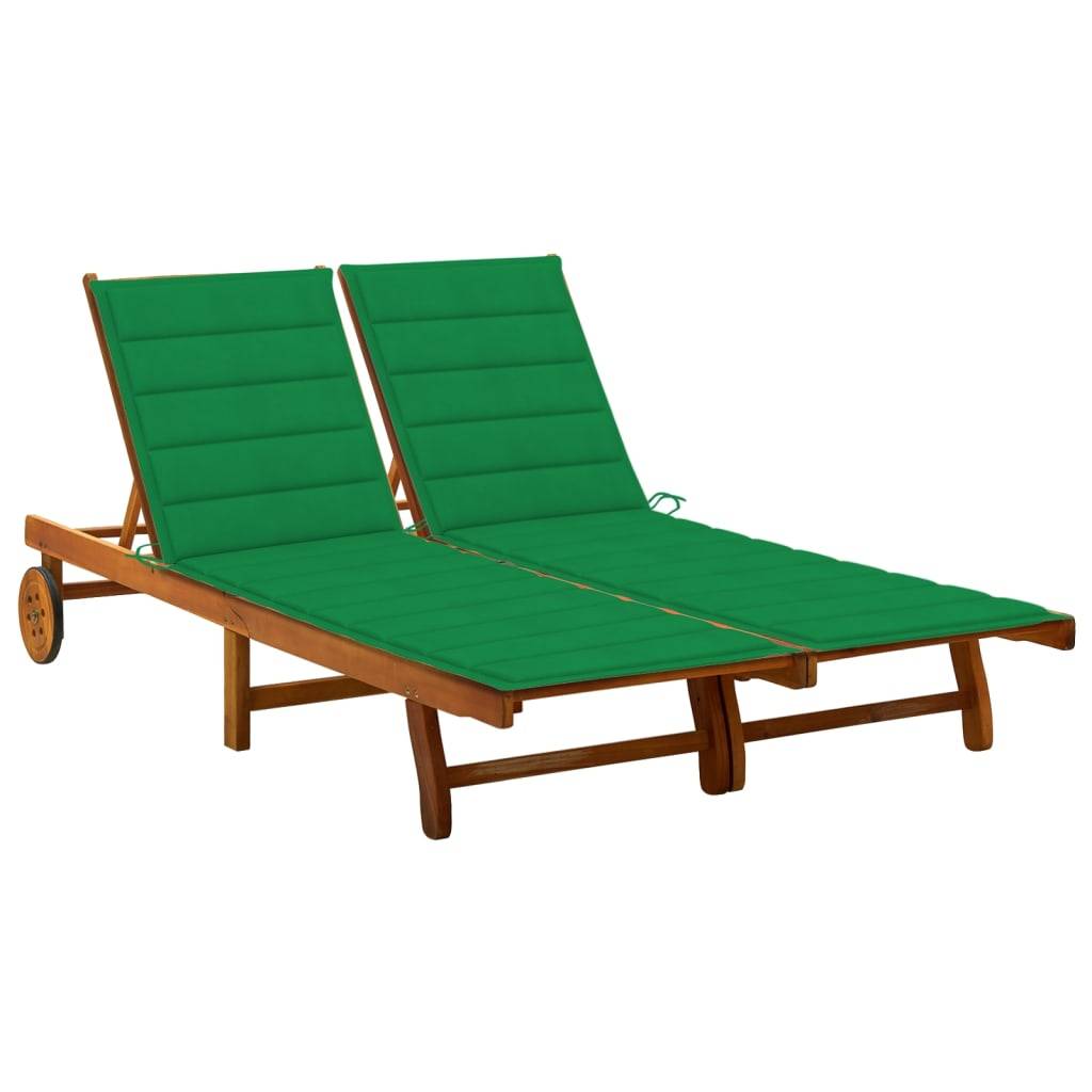 Bain de soleil - Transat - Chaise longue 2 places avec coussins Acacia solide - MEUBLE PRO - Image 2