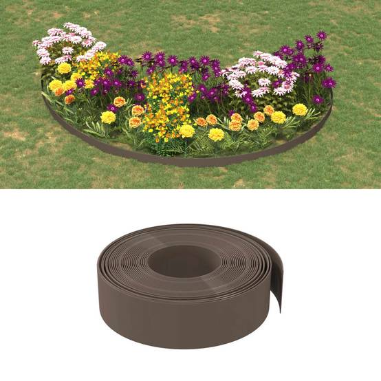 Bordures jardin polyéthylène aménagement pelouse délimitation 40m x 15cm marron - ComfortXL Outdoor Living - Image 1