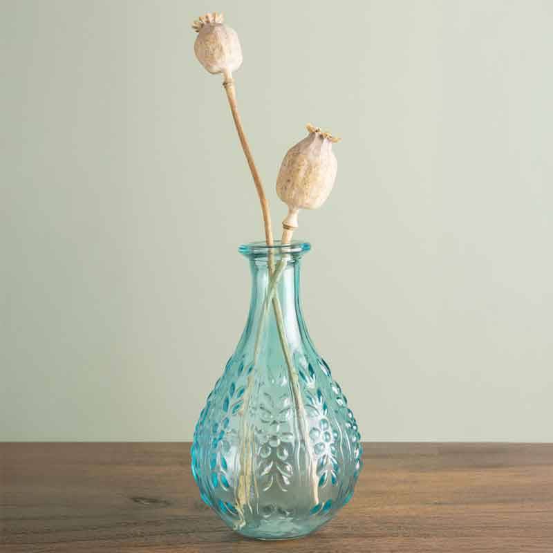 Vase Liseron bleu verre 15x9x9cm - Image 1