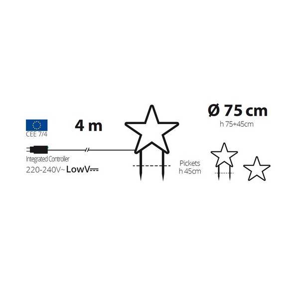 Lotti - Etoile lumineuse 2D à planter D75cm 100 LED blanc chaud 8 jeux lumières IP44 SMART Connect 31V Lotti - Imagen 2