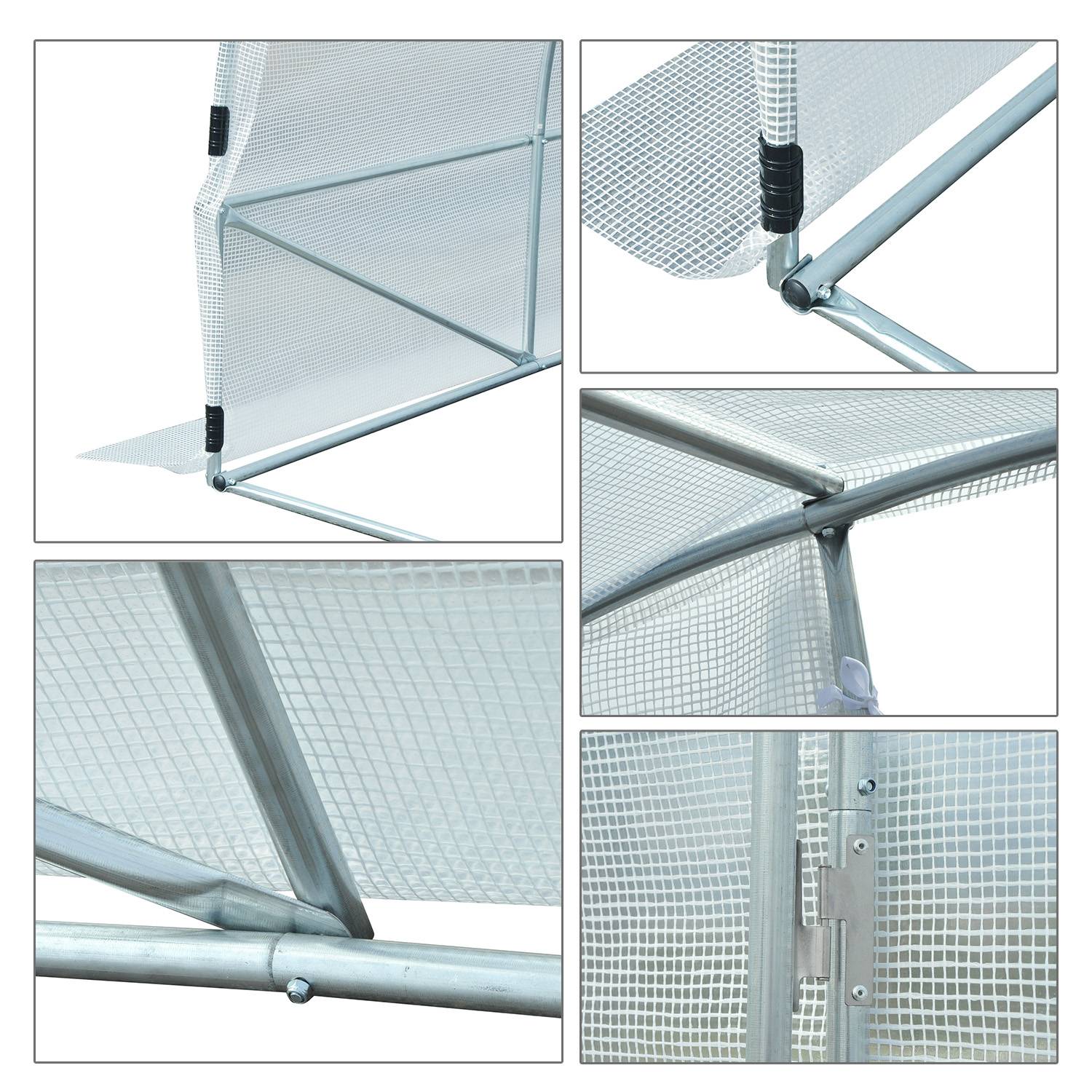 Outsunny - Serre de jardin tunnel surface 12 m² châssis renforcé double porte poignées - PE - 4x3x2m - blanc - Outsunny - Image 8