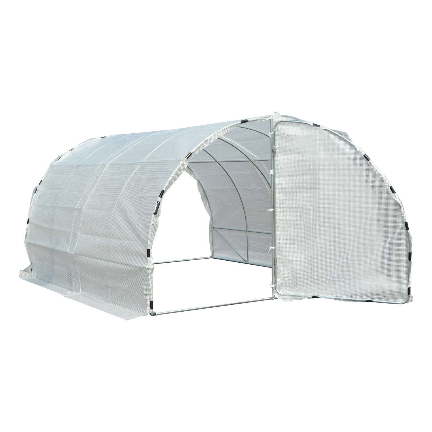 Outsunny - Serre de jardin tunnel surface 12 m² châssis renforcé double porte poignées - PE - 4x3x2m - blanc - Outsunny - Image 1