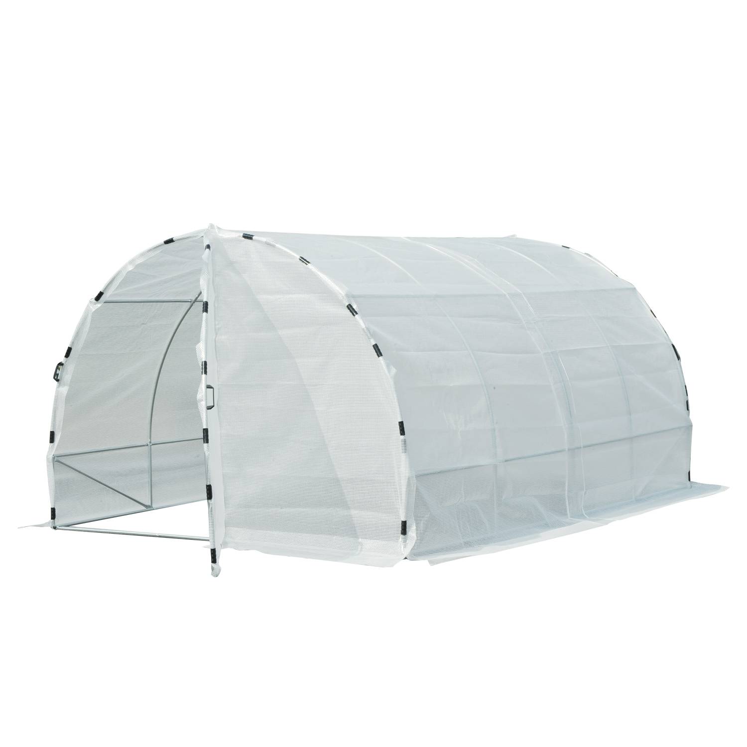 Outsunny - Serre de jardin tunnel surface 12 m² châssis renforcé double porte poignées - PE - 4x3x2m - blanc - Outsunny - Image 6