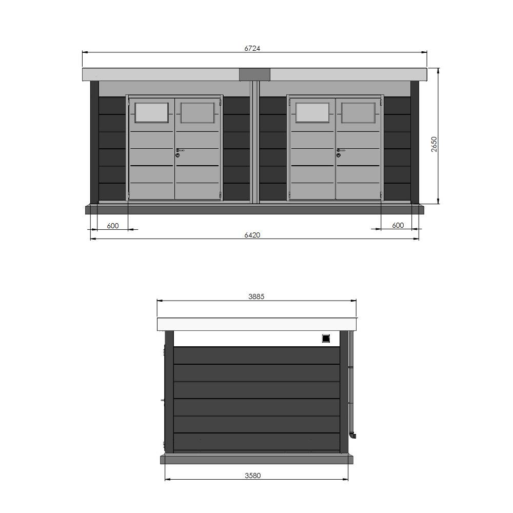 Telluria - Abri Duo Métal 23.4 m²  (2x 11.7m²) anthracite - CLASSICO 3336+ TELLURIA - Image 2