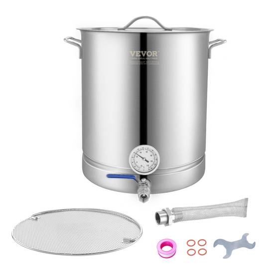 VEVOR Cuve brassage 60,6 L inox, fond 3 couches. Thermomètre, vanne bille. - Image 1
