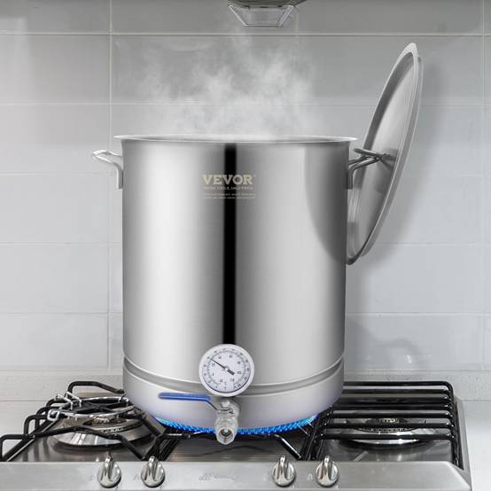 VEVOR Cuve brassage 60,6 L inox, fond 3 couches. Thermomètre, vanne bille. - Image 8
