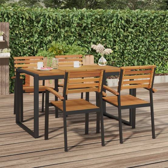 Chaises de jardin empilables bois d'acacia et métal 56 x 54,5 x 87 cm, Poids :28.8kg - PANGIVO - Image 1