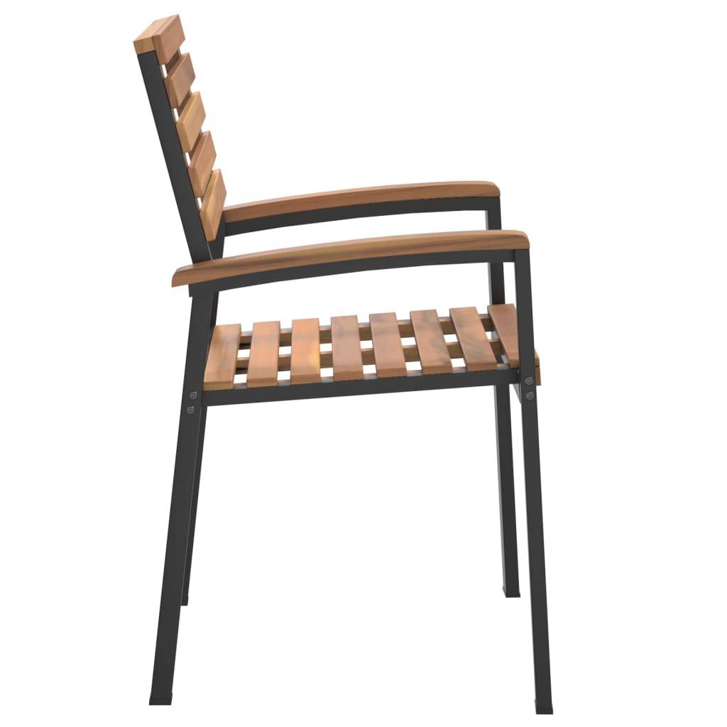 Chaises de jardin empilables bois d'acacia et métal 56 x 54,5 x 87 cm, Poids :28.8kg - PANGIVO - Image 5