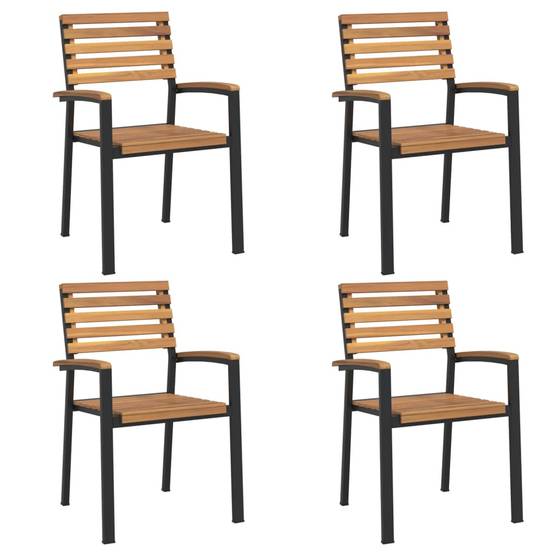 Chaises de jardin empilables bois d'acacia et métal 56 x 54,5 x 87 cm, Poids :28.8kg - PANGIVO - Image 2