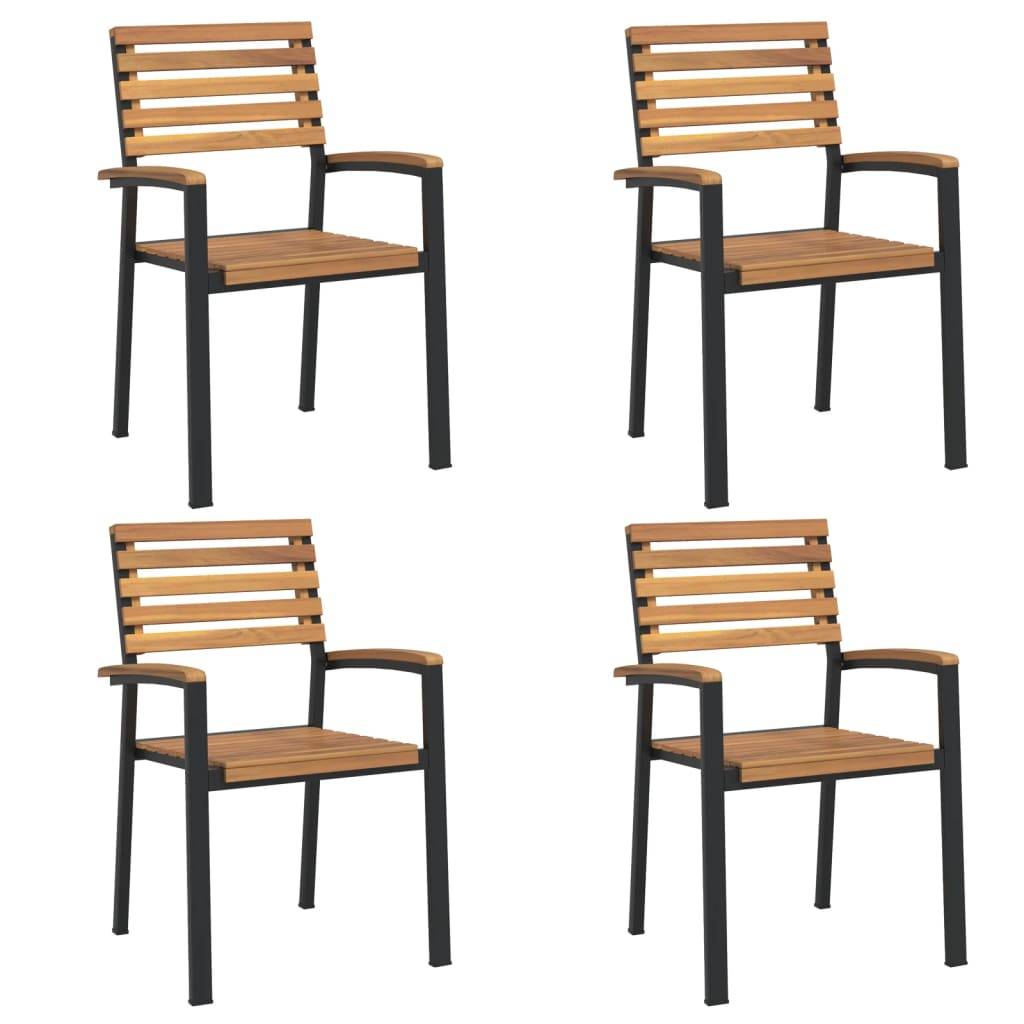 Chaises de jardin empilables bois d'acacia et métal 56 x 54,5 x 87 cm, Poids :28.8kg - PANGIVO - Image 2