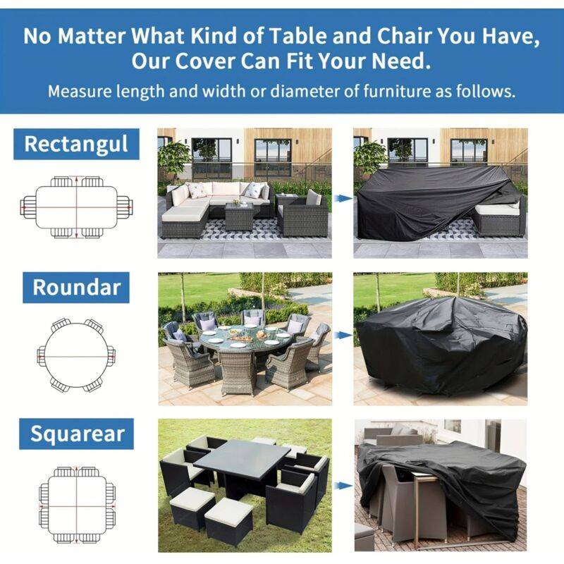 IntiMeg - Housse Salon de Jardin,Housse de Table Jardin Rectangulaire, 180x110x70cm/LxWxH très résistant Housse de Protection pour Table de Jardin Extérieur - Image 3