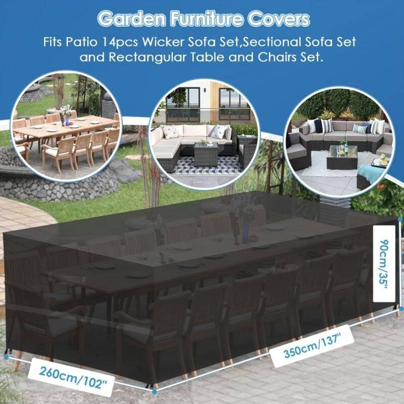 IntiMeg - Housse Salon de Jardin,Housse de Table Jardin Rectangulaire, 180x110x70cm/LxWxH très résistant Housse de Protection pour Table de Jardin Extérieur - Image 2