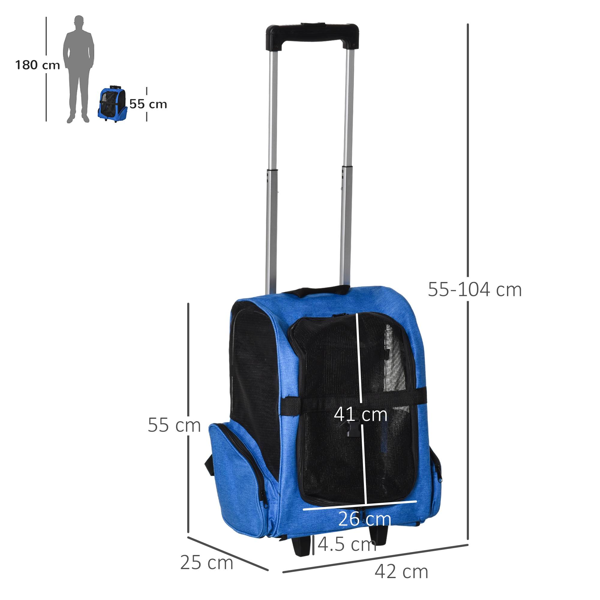 Sac à dos trolley chien chat Oxford voyage aération poignée télescopique bleu 55cm - ComfortXL Outdoor Living - Image 5
