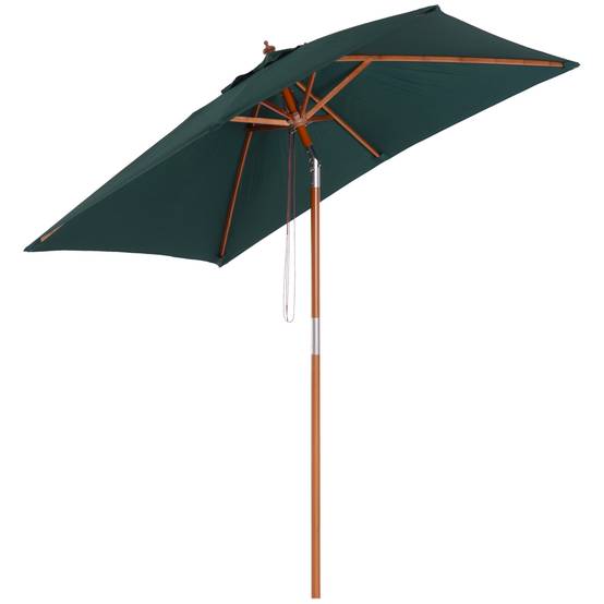 Parasol rectangulaire bois sapin terrasse jardin inclinable réglable 200x150cm vert - ComfortXL Outdoor Living - Image 2