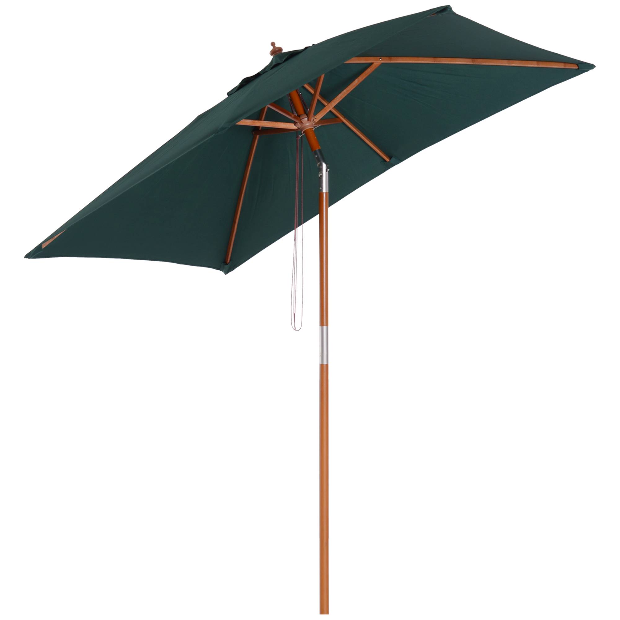 Parasol rectangulaire bois sapin terrasse jardin inclinable réglable 200x150cm vert - ComfortXL Outdoor Living - Image 2