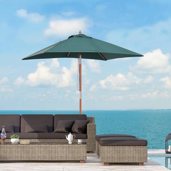 Parasol rectangulaire bois sapin terrasse jardin inclinable réglable 200x150cm vert - ComfortXL Outdoor Living - Image 1