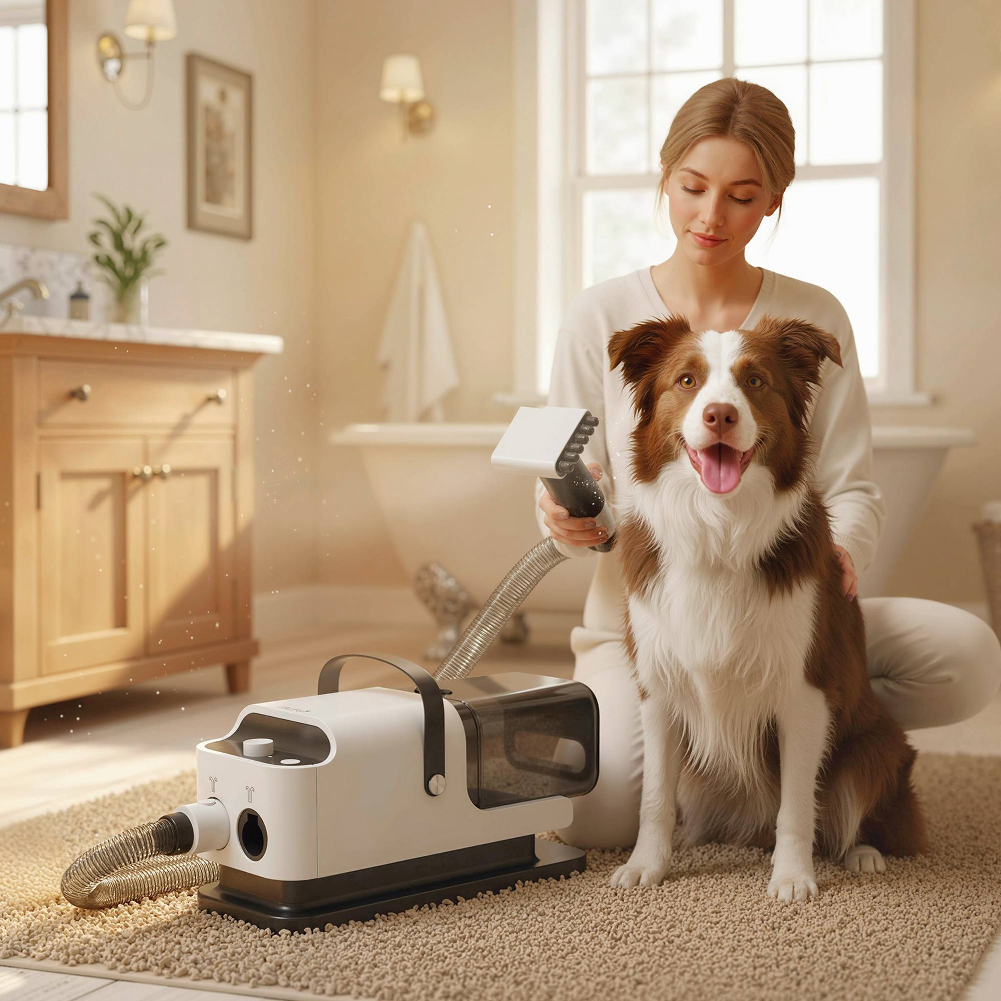 Sans Marque - Tondeuse pour chien avec aspirateur intégré, tondeuse silencieuse, blanche - Image 4