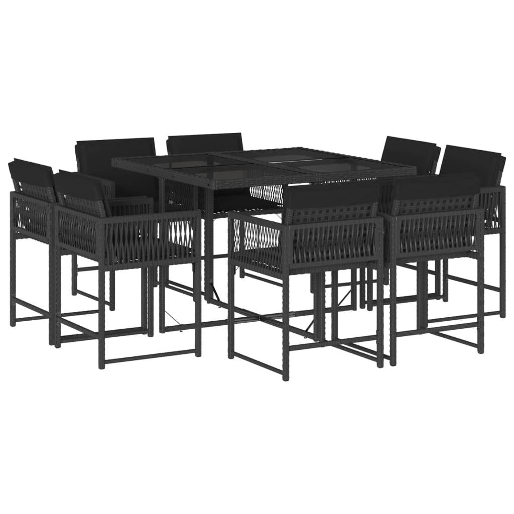 Salon de Jardin 8 Personnes Résine Tressée Rangement Compact Coussins Noirs – ComfortXL Outdoor Living - Image 1